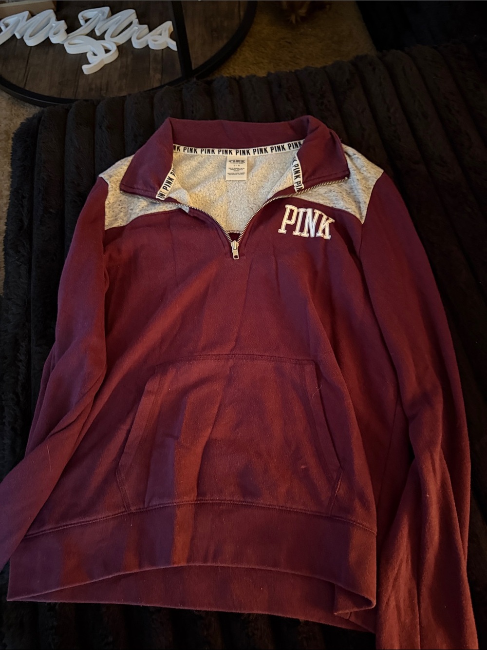 Victoria's Secret PINK Sweatshirt in Burgundy and Gray